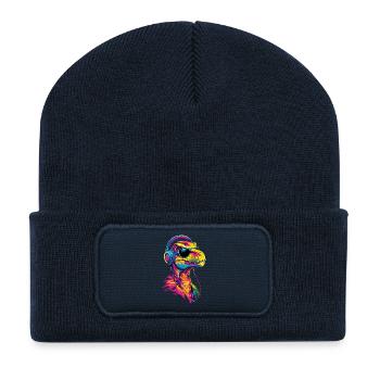Raptor Velociraptor Dinosaur Dino Raptors - Recycled Patch Beanie - french navy - Front