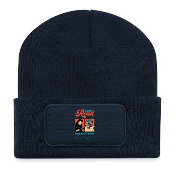 Born To Read Forced to Work - Recycled Patch Beanie - french navy - Front
