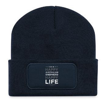 Happy Aussie Shepherd Life - Recycelte Patch Beanie - French Navy - Vorne
