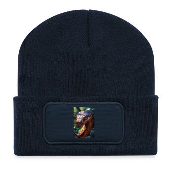 Illustration of a snake - Beanie recyclé à patch - bleu marine - Devant