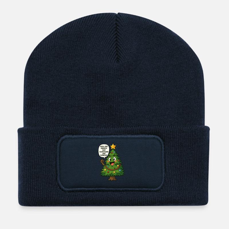 Lustiger Weihnachtsbaum Spruch - Recycelte Patch Beanie - French Navy