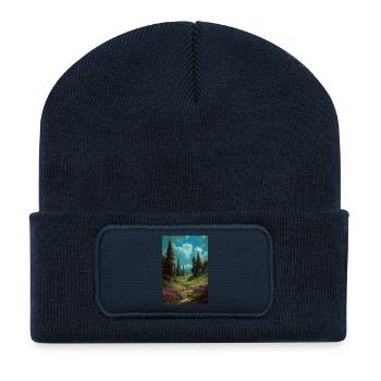 Illustration of a natural landscape - Beanie recyclé à patch - bleu marine - Devant