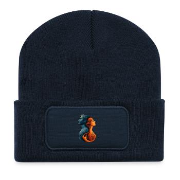 Paar Wasser und Feuer umschlugen mit Baumwurzeln - Recycelte Patch Beanie - French Navy - Vorne