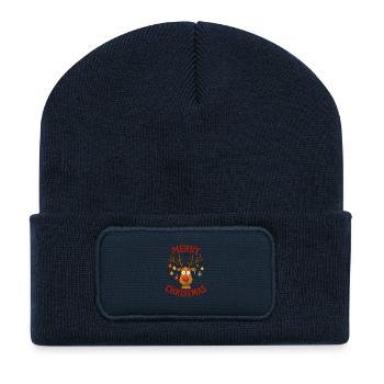 Merry Christmas Rudolph - Recycelte Patch Beanie - French Navy - Vorne