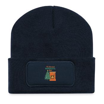 Weihnachten Most Wonderful Time - Recycelte Patch Beanie - French Navy - Vorne