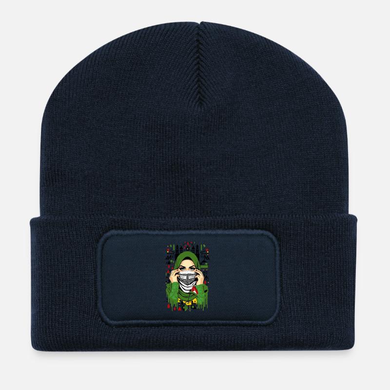 PALÄSTINENSISCHE FRAU 11 - Recycelte Patch Beanie - French Navy