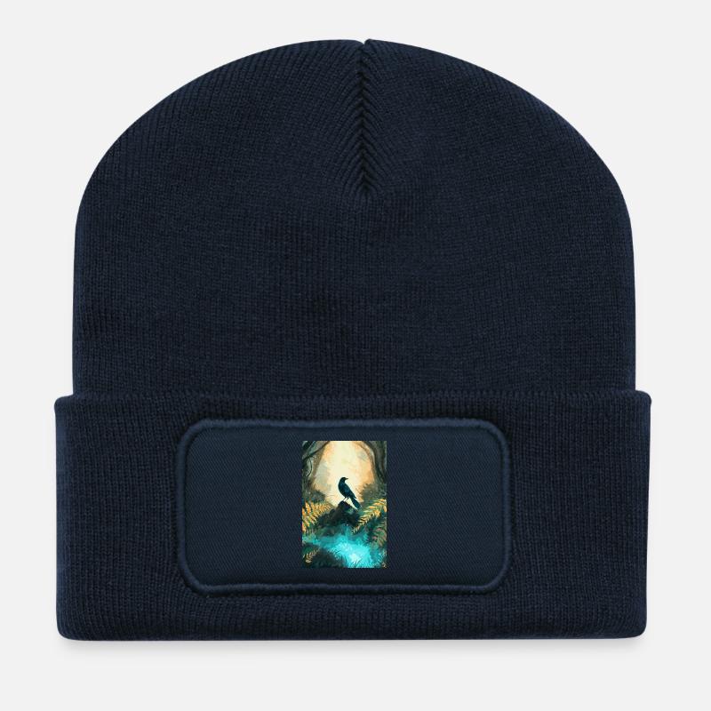 Forest Crow Fantasy - Recycled Patch Beanie - french navy