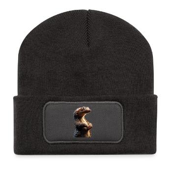 Pangolin Schuppentier Tannenzapfentier Pangoline - Recycelte Patch Beanie - Dunkelgrau - Vorne