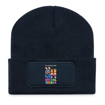 Masochisme social SM - Beanie recyclé à patch - bleu marine - Devant