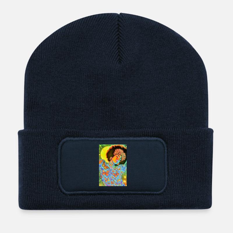 Butterfly Soul in Neon Bloom - Recycled Patch Beanie - french navy