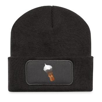 Pinceau à raser classique de barbier au look rétro - Beanie recyclé à patch - charbon - Devant