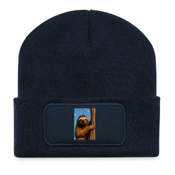 Sloth in the tree - Recycled Patch Beanie - french navy - Front