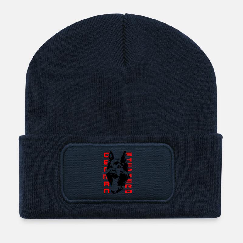 Wunderschöner Schäferhund Kopf - Recycelte Patch Beanie - French Navy