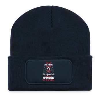 Noël du Père Noël - Beanie recyclé à patch - bleu marine - Devant