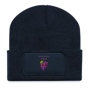 Raisin de sucre aux yeux en cœur - Beanie recyclé à patch - bleu marine - Devant