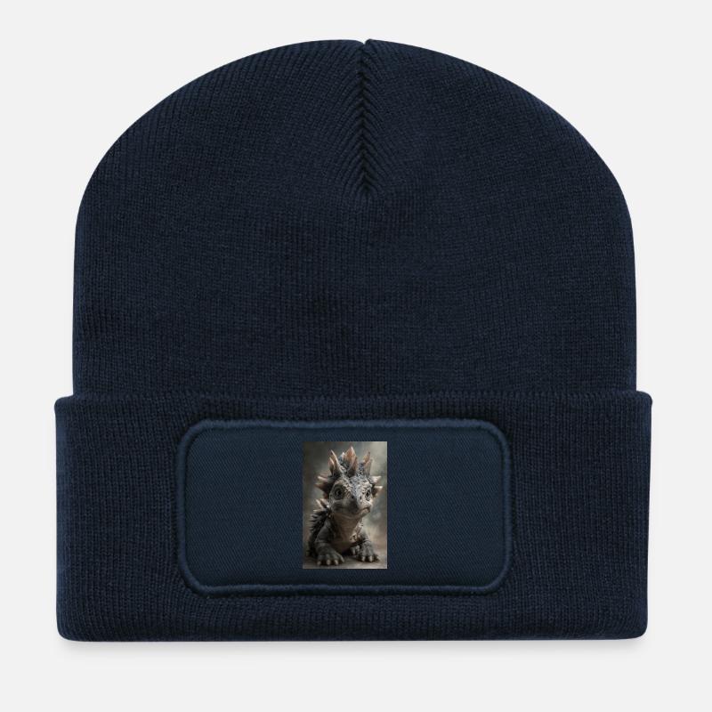 Kleines Stegosaurus-Porträt - Recycelte Patch Beanie - French Navy