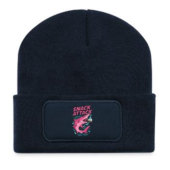 Attaque Snack : 8e anniversaire Shark - Beanie recyclé à patch - bleu marine - Devant