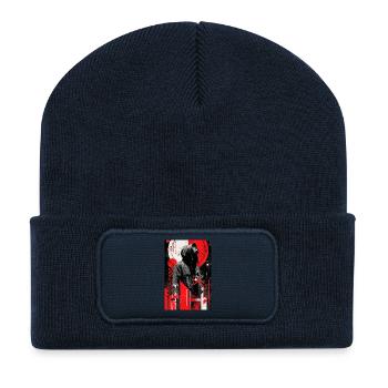 Gasmask Hoodie Grunge Duotone - Recycelte Patch Beanie - French Navy - Vorne
