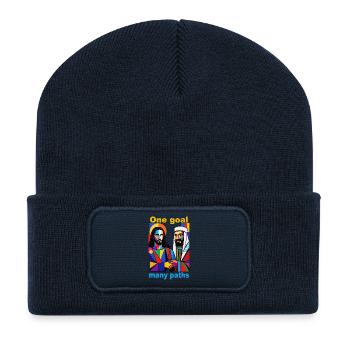 One Goal Many Paths Pop Art Duo - Recycelte Patch Beanie - French Navy - Vorne