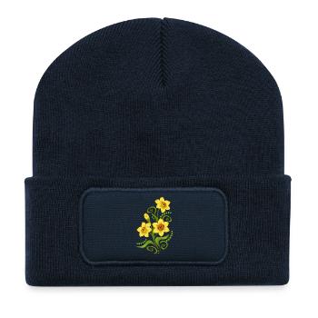 Blumen - Recycelte Patch Beanie - French Navy - Vorne