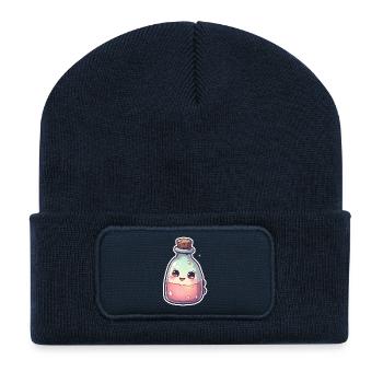 Petite bouteille de potion pour gâteau kawaii - Beanie recyclé à patch - bleu marine - Devant