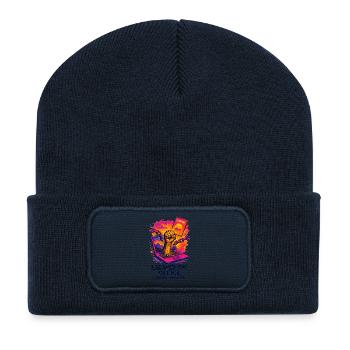 Télétravail - Echappé du bureau  - Beanie recyclé à patch - bleu marine - Devant