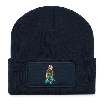 Azurblaue Bauchtänzerin Wassermann mit langen Haaren - Recycelte Patch Beanie - French Navy - Vorne