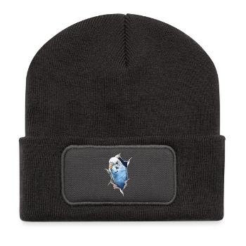 Perruche ondulée - Beanie recyclé à patch - charbon - Devant