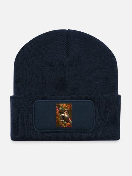 Blumenritter in Blühe - Recycelte Patch Beanie - French Navy