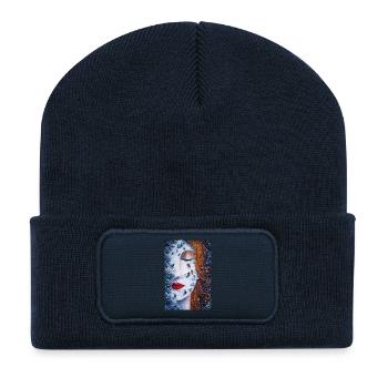 Wintertraum auf der Haut Miniaturmärchen - Recycelte Patch Beanie - French Navy - Vorne