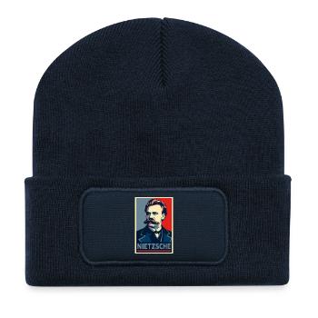 Nietzsche Pop Art Portrait - Recycled Patch Beanie - french navy - Front
