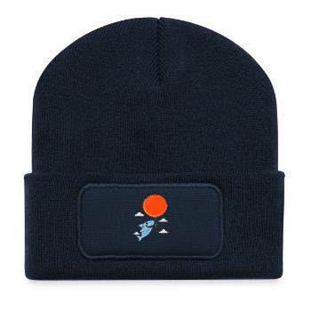 Requin avec ballon rouge - Beanie recyclé à patch - bleu marine - Devant
