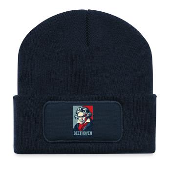 Beethoven Pop-Art-Porträt - Recycelte Patch Beanie - French Navy - Vorne