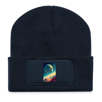 Die Menschheit findet endlich ihr neues Zuhause im Weltraum - Recycelte Patch Beanie - French Navy - Vorne