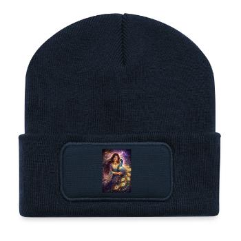 Mystische Indische Frau mit Pfau - Recycelte Patch Beanie - French Navy - Vorne