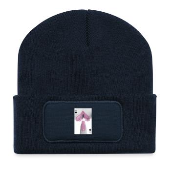Minimalist Lips & Nails Design Pink - Recycled Patch Beanie - french navy - Front