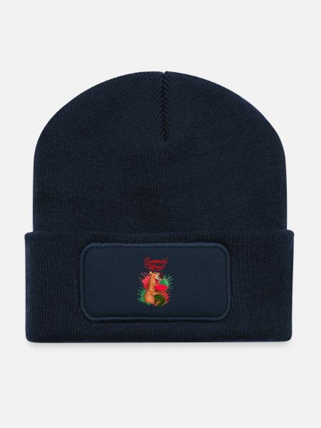 Lächelnde Capybara mit Wassermelone - Recycelte Patch Beanie - French Navy