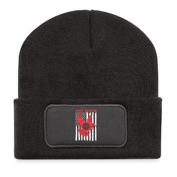 Chasse au pigeon et pigeon - Beanie recyclé à patch - charbon - Devant