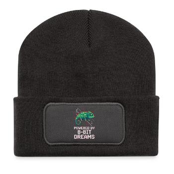 Powered 8-Bit Dreams – Pixel Chameleon - Recycled Patch Beanie - dark grey - Front