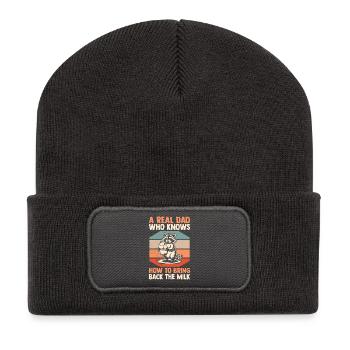 Funny Raccoon Dad Came Back With Milk Trash Panda - Recycelte Patch Beanie - Dunkelgrau - Vorne