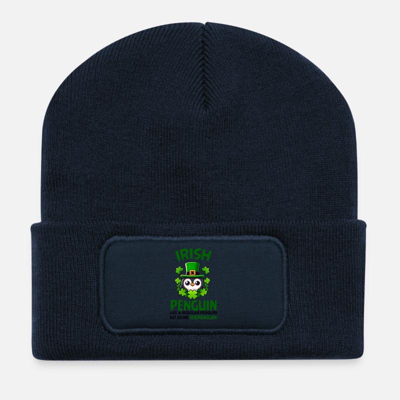 Pitreries du Pingouin Irlandais - Beanie recyclé à patch - bleu marine