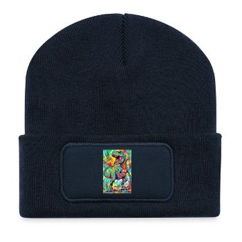 dinosaure - Beanie recyclé à patch - bleu marine - Devant