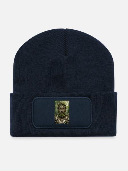 Forest spirit made of bark and moss - Recycled Patch Beanie - french navy