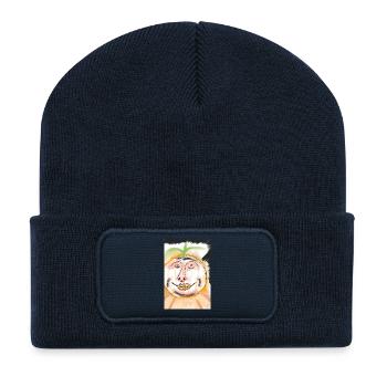 Pumpkin Face Sketch Style Autumn - Recycled Patch Beanie - french navy - Front