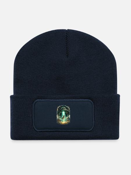 UFO-Entführung: Hund im Balken - Recycelte Patch Beanie - French Navy