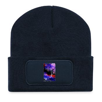 Kunstmotiv von Jörg Langhans. Landschaft am Strand - Recycelte Patch Beanie - French Navy - Vorne