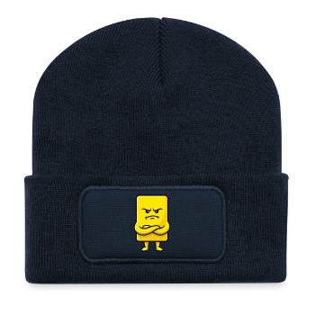 Grumpy Yellow Card Funny Football Ref - Beanie recyclé à patch - bleu marine - Devant