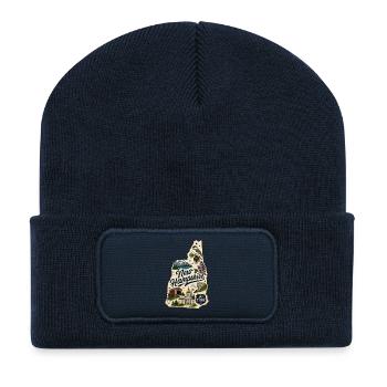 New Hampshire Vintage State Pride Aufkleber - Recycelte Patch Beanie - French Navy - Vorne