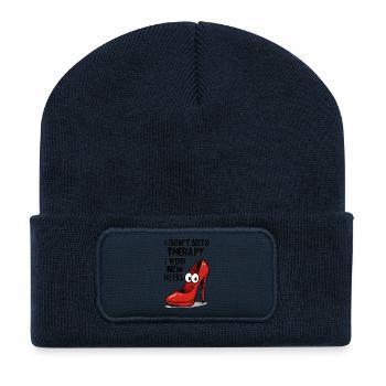 High Heels Therapy Cartoon: Comic Schuhe mit Spruc - Recycelte Patch Beanie - French Navy - Vorne
