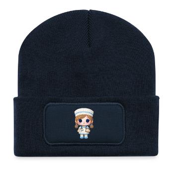 Cute nurse in knitted look - Recycled Patch Beanie - french navy - Front